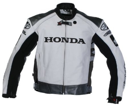 Mens Joe Rocket Honda CBR Leather Sport Motorcycle Jacket White/Silver/Black